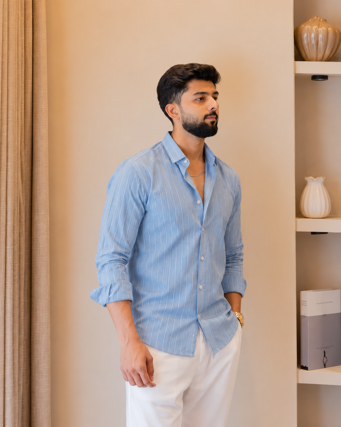 Light Blue Stripe Linen Shirt