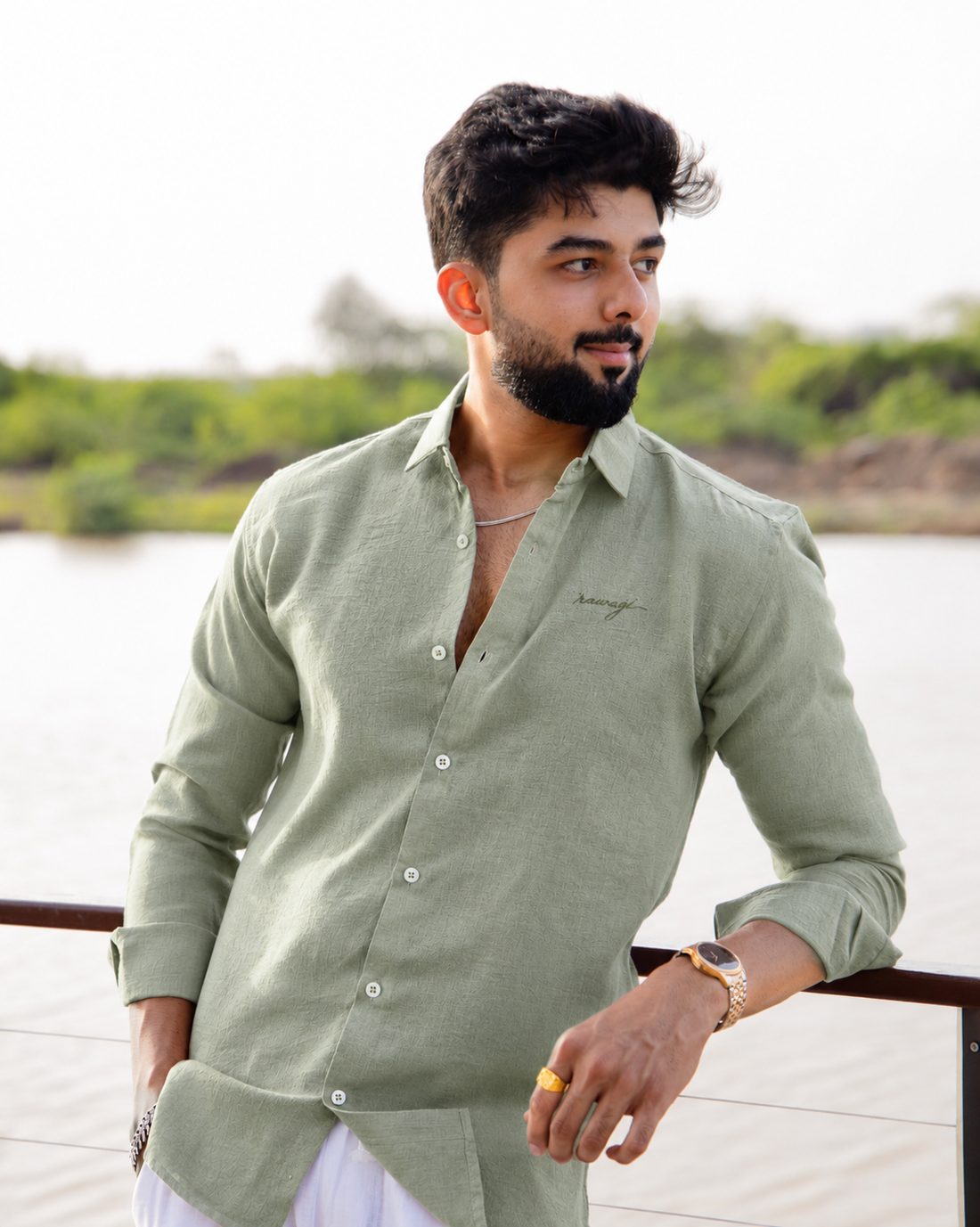 Sage Green Textured Shirt
