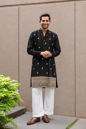 Black Heritage Embroidered Kurta