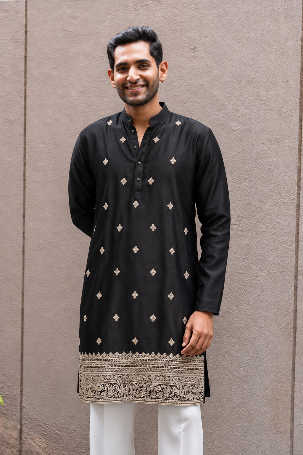 Black Heritage Embroidered Kurta