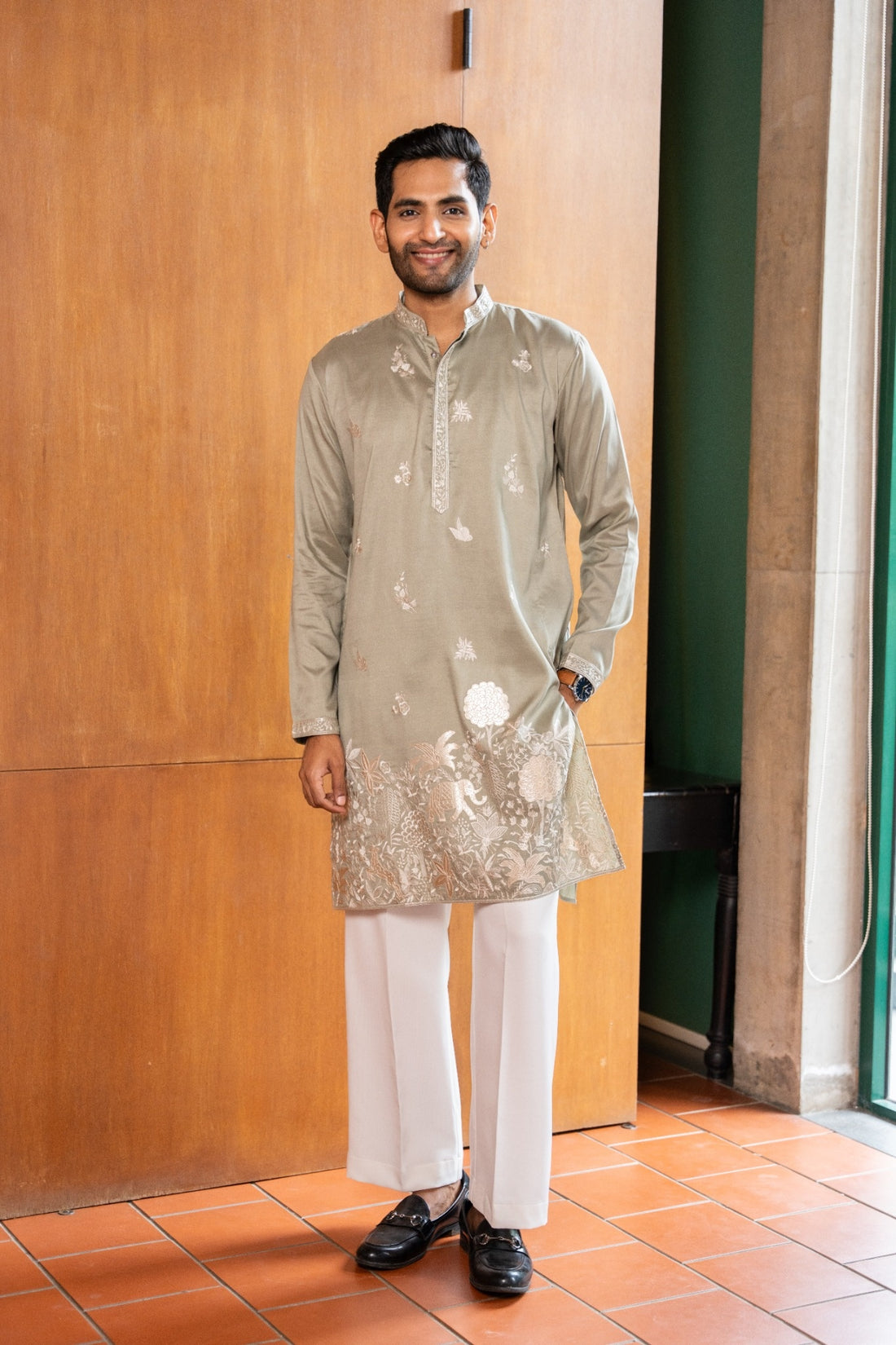 Sage Royale Embroidered Kurta