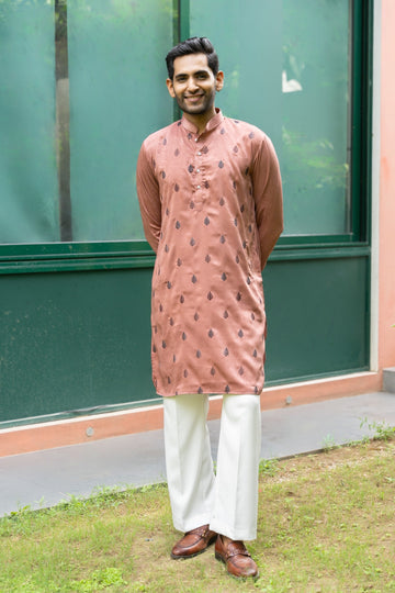 Dusty Rose Motif Embroidered Kurta