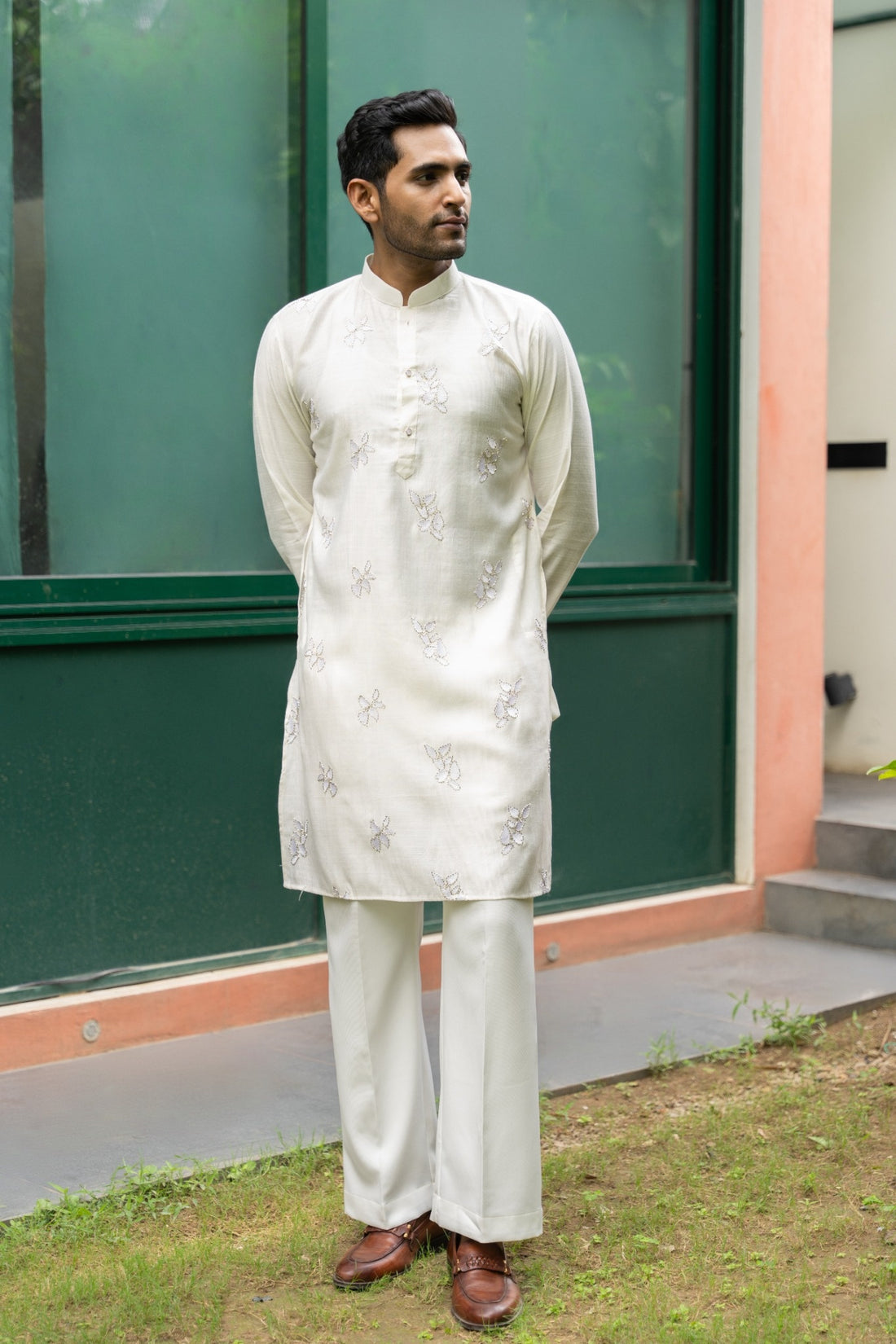 Ivory Blossom Embroidered Kurta