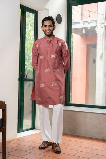 Rosewood Elephant Embroidered Kurta