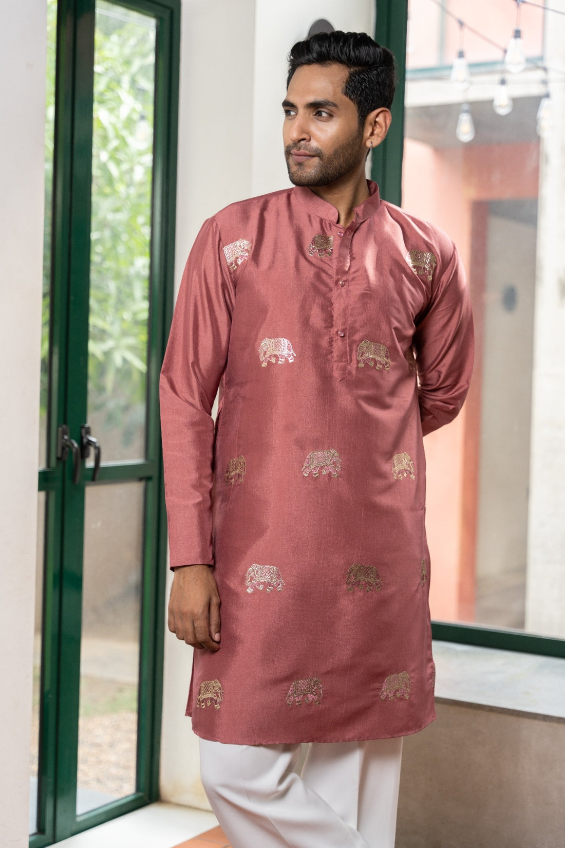 Rosewood Elephant Embroidered Kurta