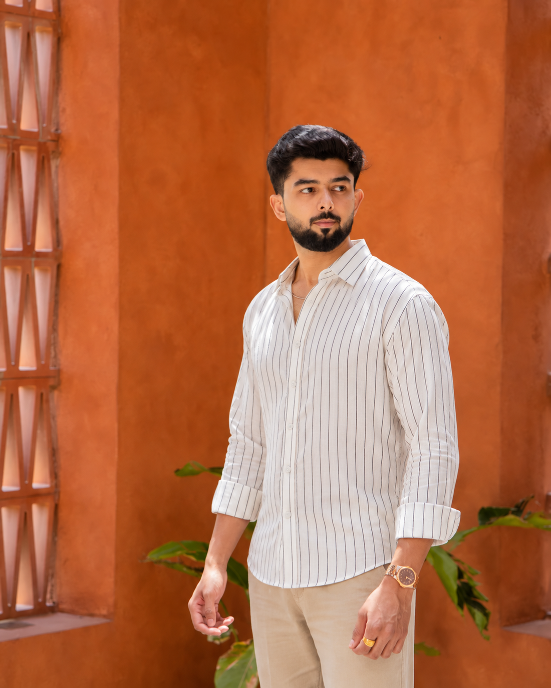 White Stripe Linen Shirt