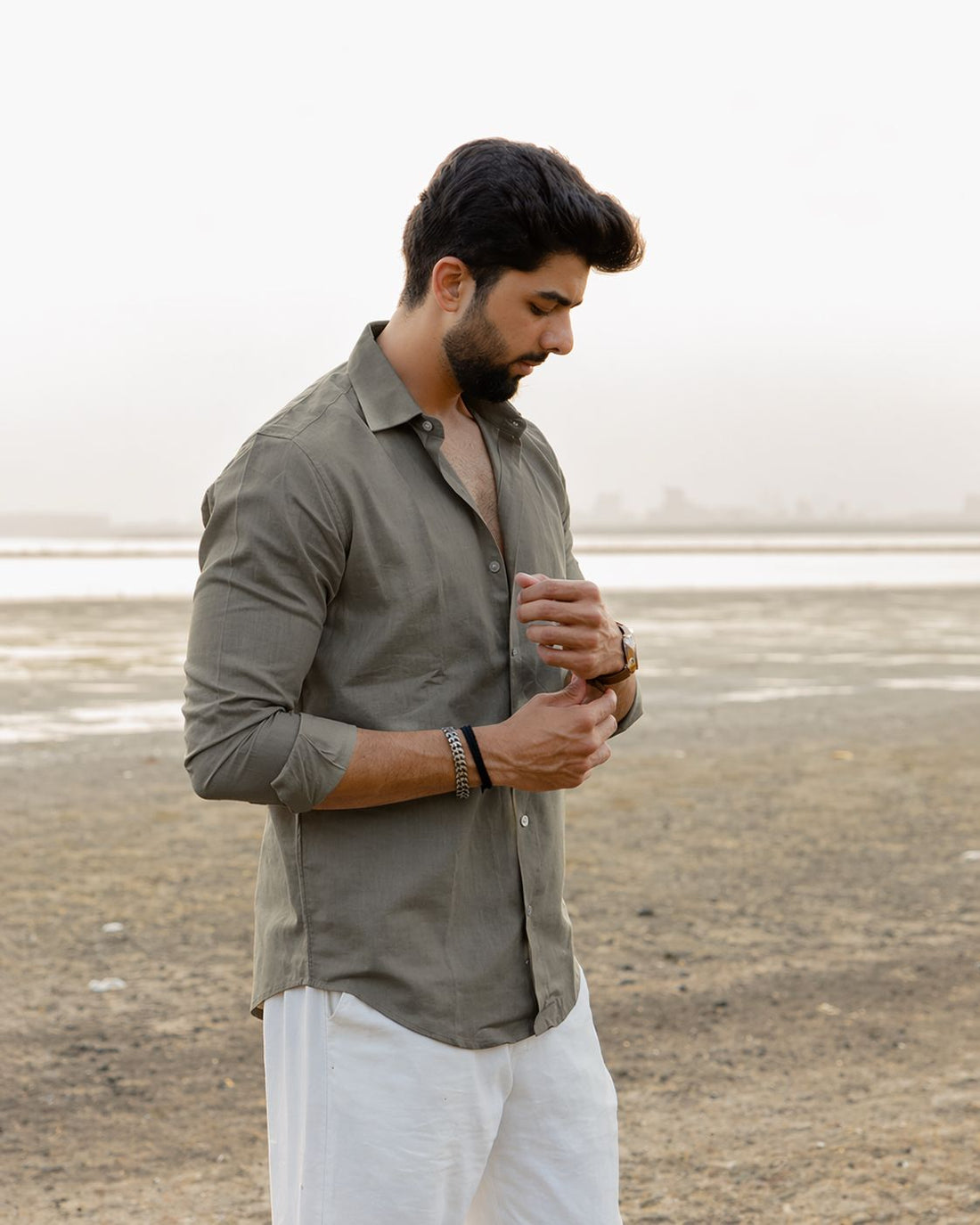 Signature Olive Green Linen Shirt