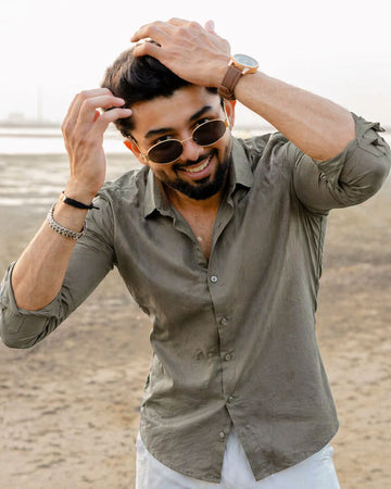 Signature Olive Green Linen Shirt
