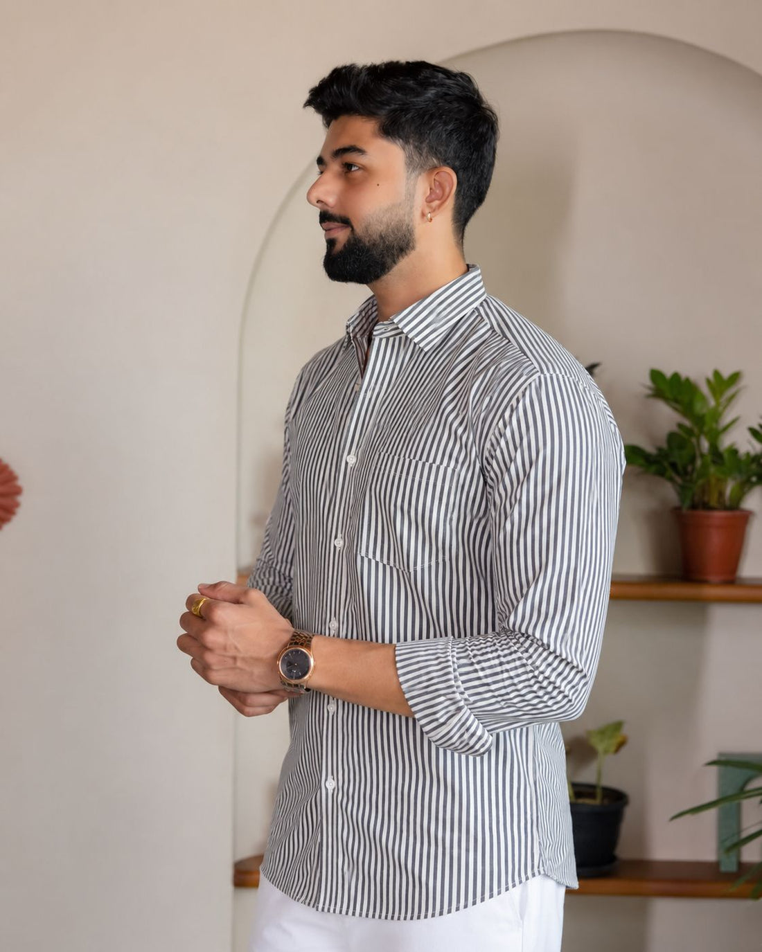 Grey Striped Shirt