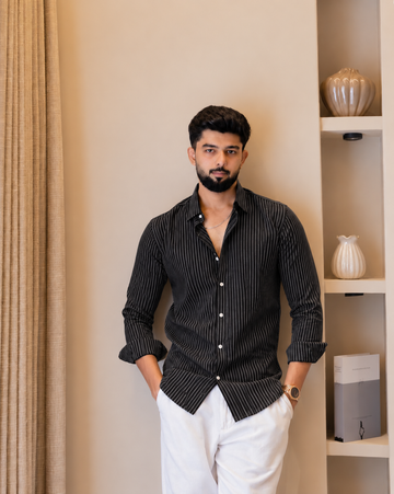 Black Stripe Linen Shirt