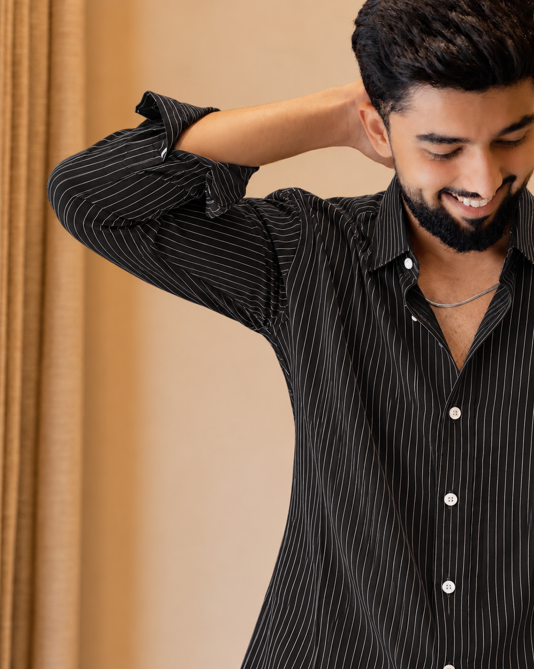 Black Stripe Linen Shirt