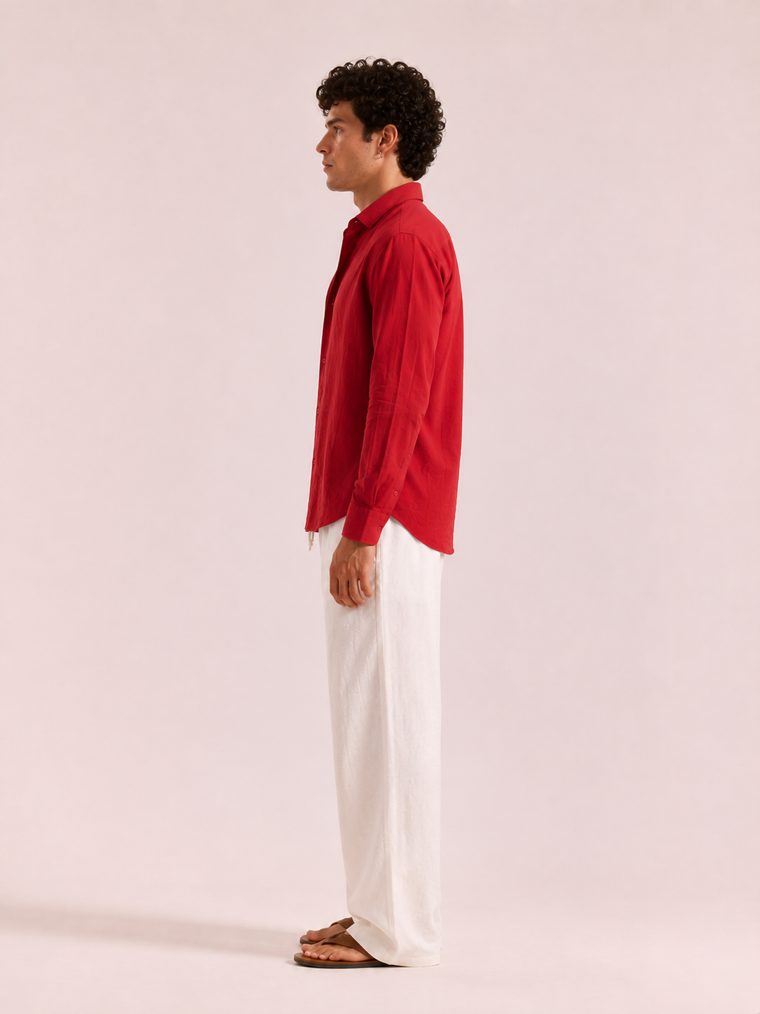 Crimson Red Linen Shirt