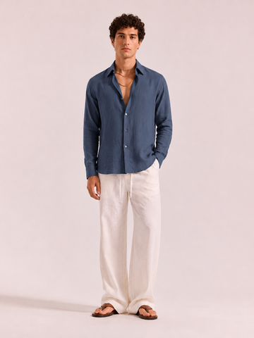 Slate Blue Linen Shirt