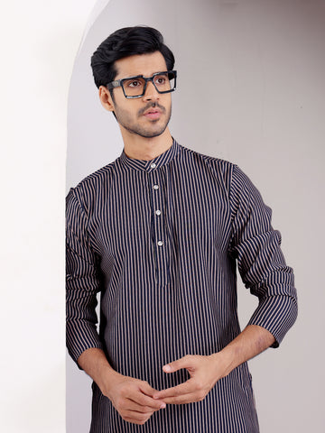 Navy Blue Stripe Kurta