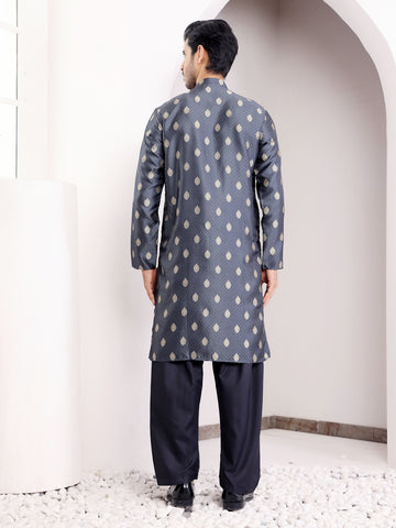 Navy Blue Motif Kurta