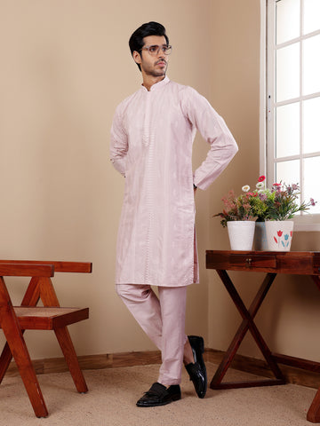 Light Pink Embroidered and Sequence Kurta Set