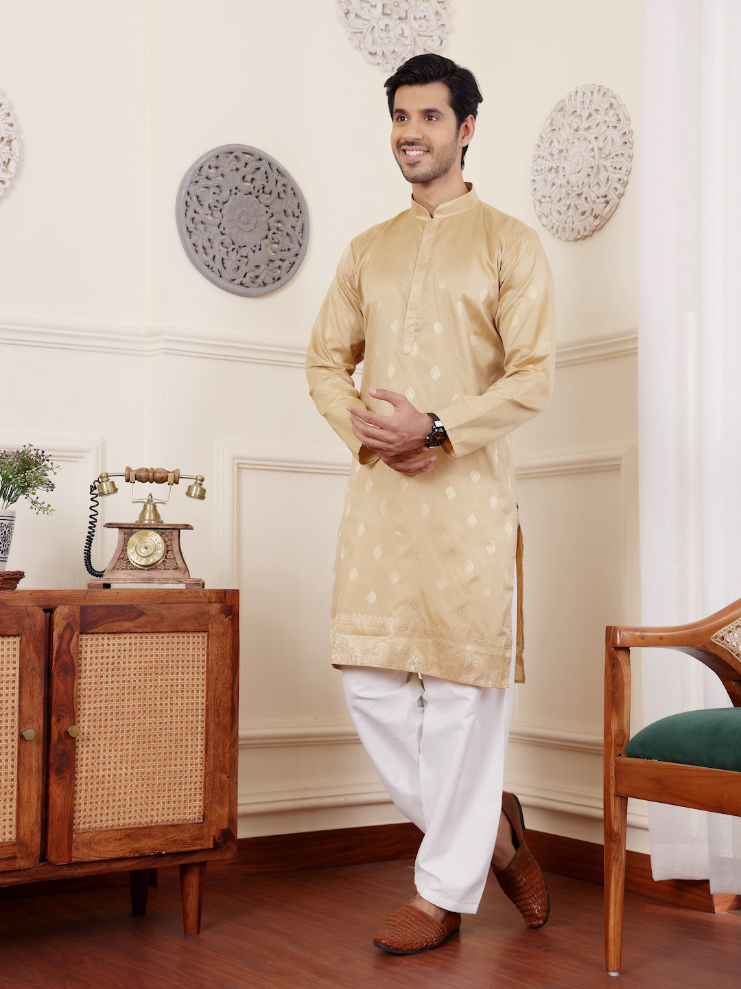 Occur Yellow Patch Work Kurta