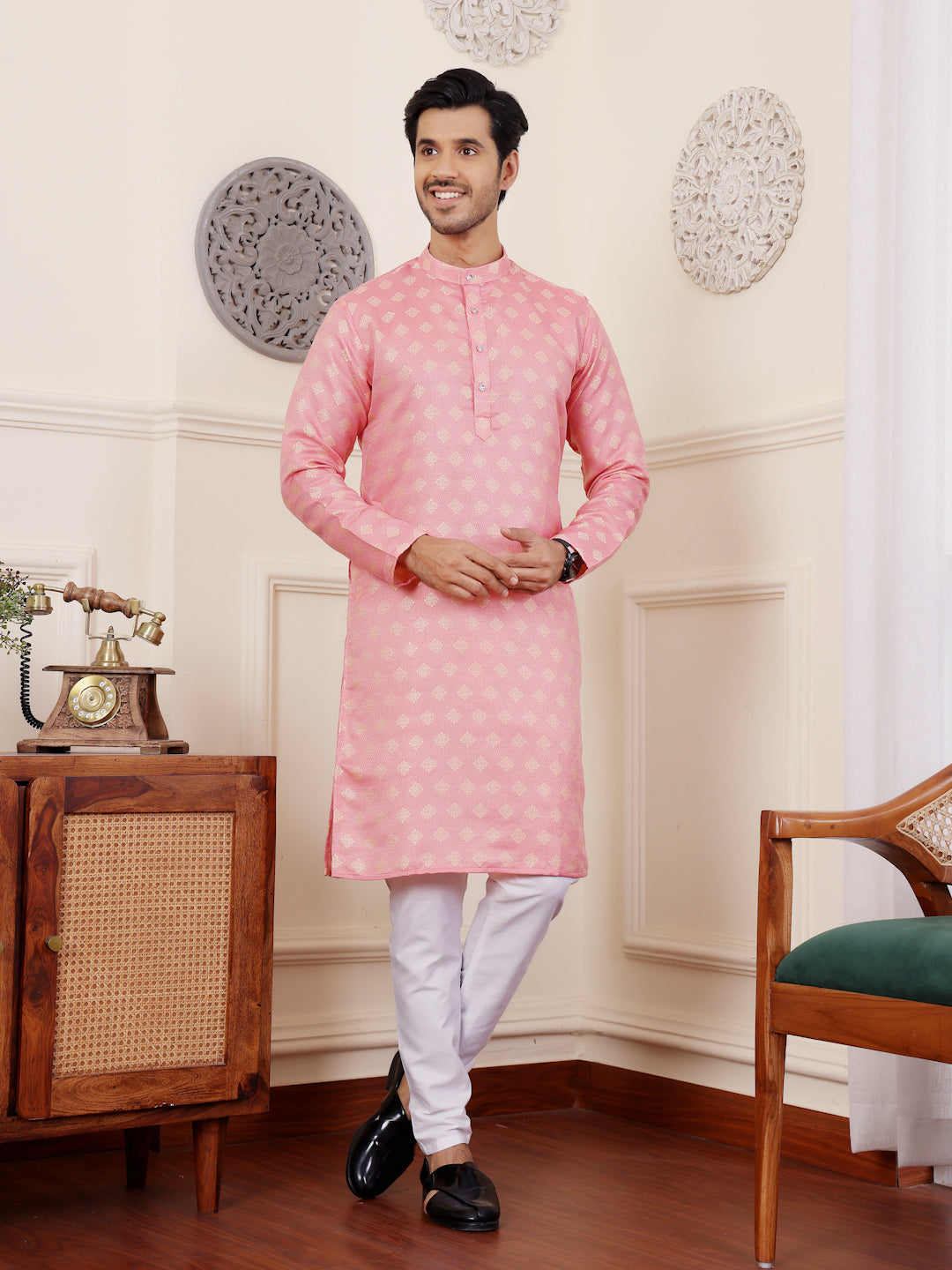 Pink Motif Kurta