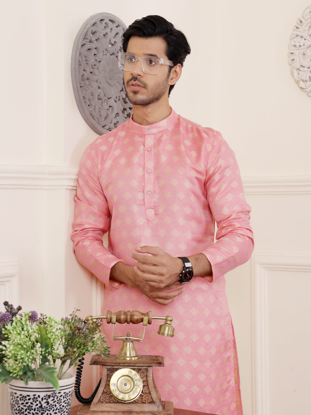 Pink Motif Kurta