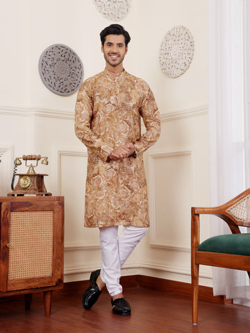 Light Brown Abstract Print Kurta