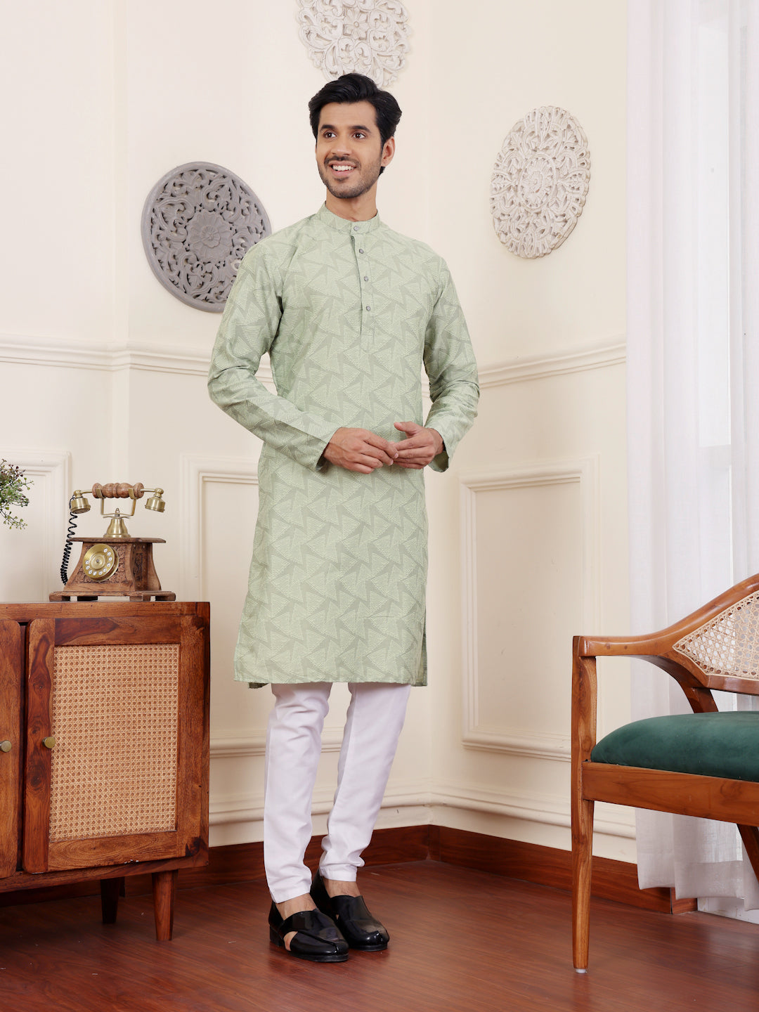 Green Motif Kurta