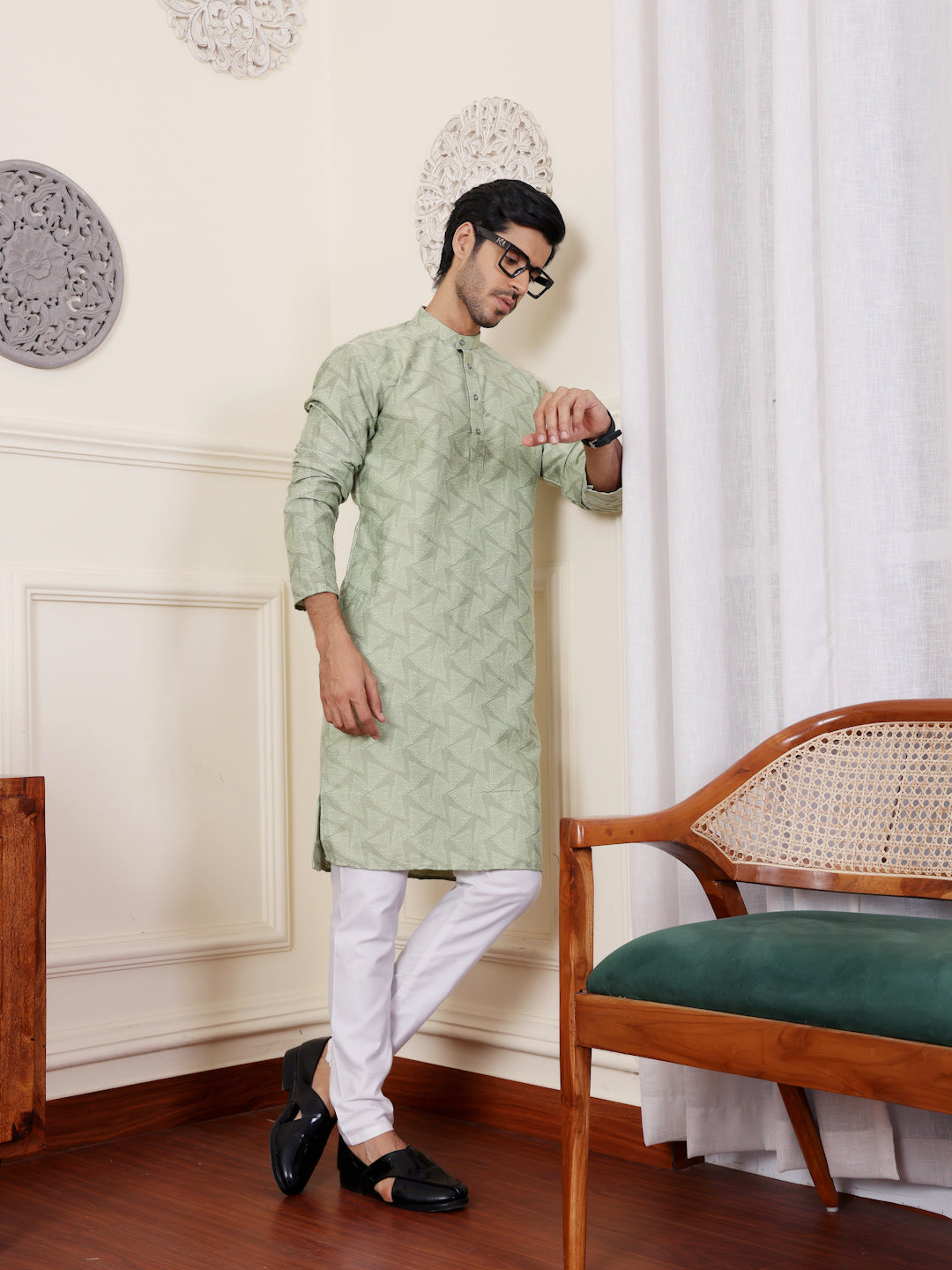 Green Motif Kurta