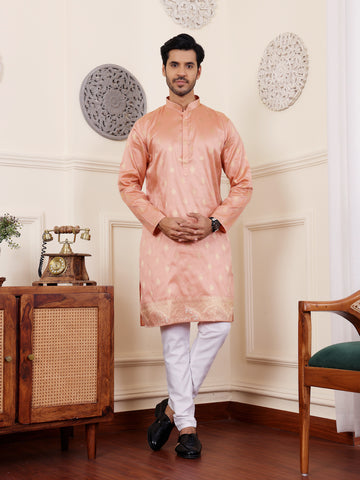 Coral Orange Patch Work Kurta