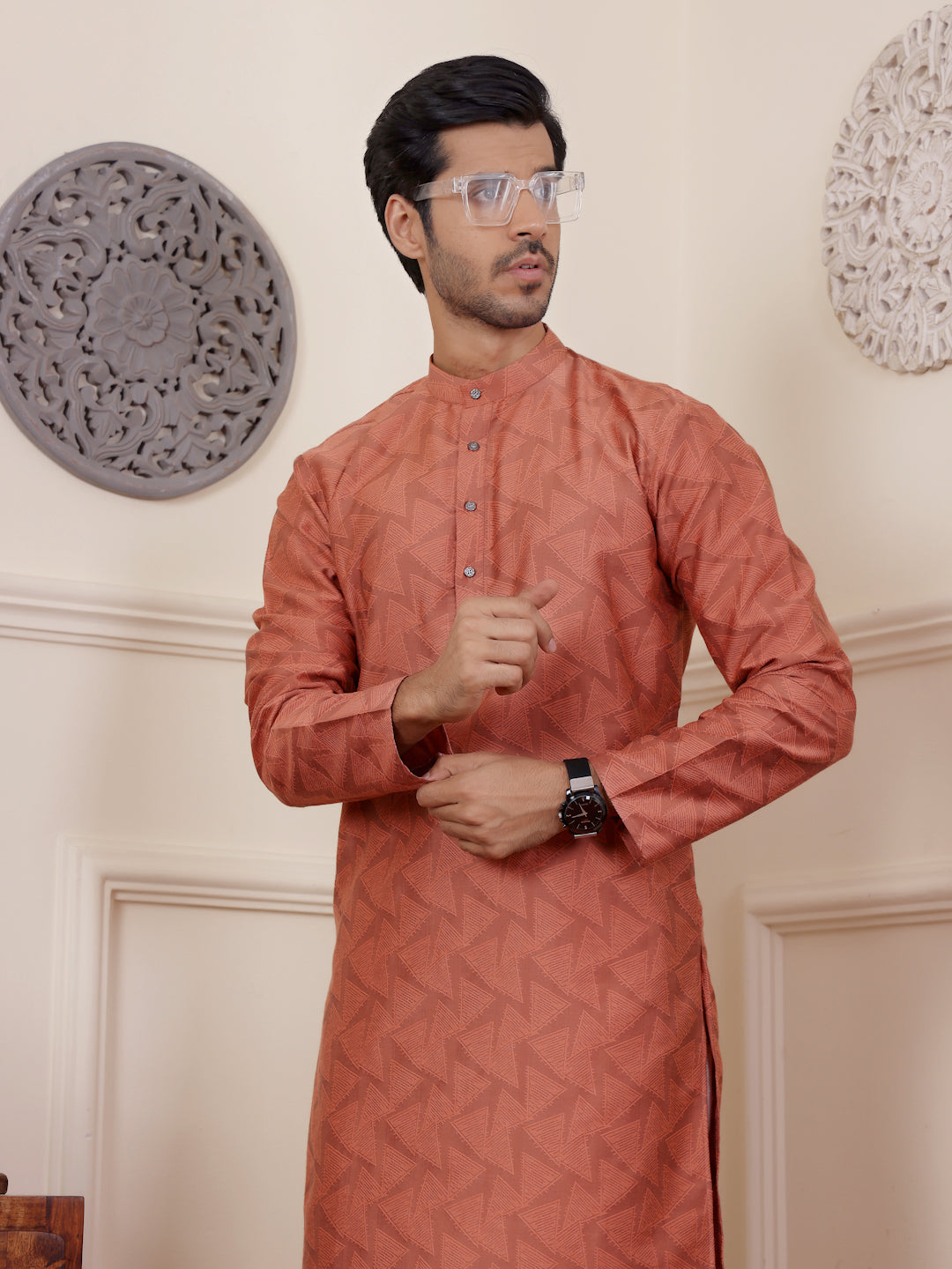 Rustic Orange Motif Kurta