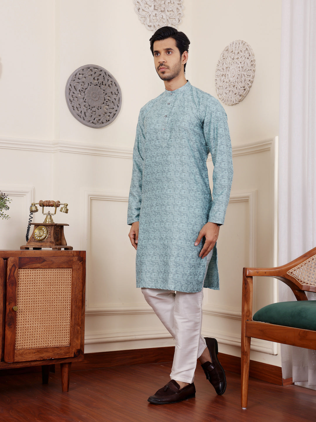 Blue Motif Kurta