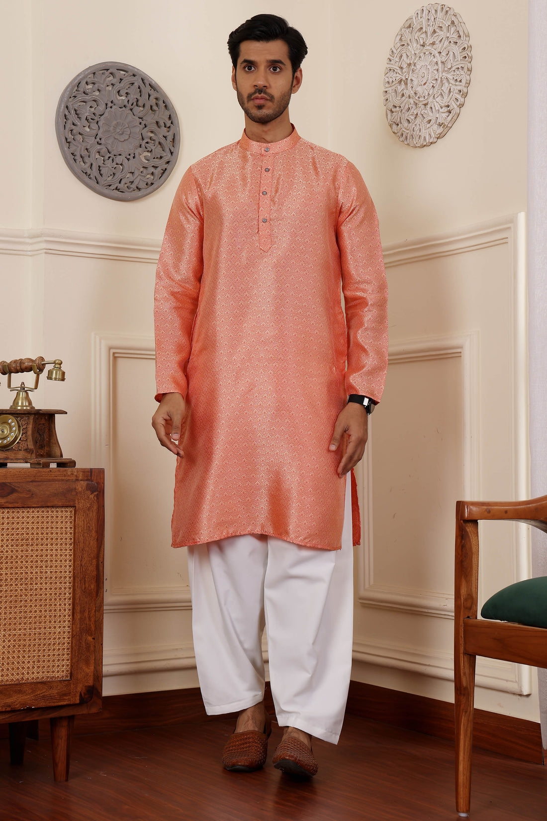 Orange Motif Kurta