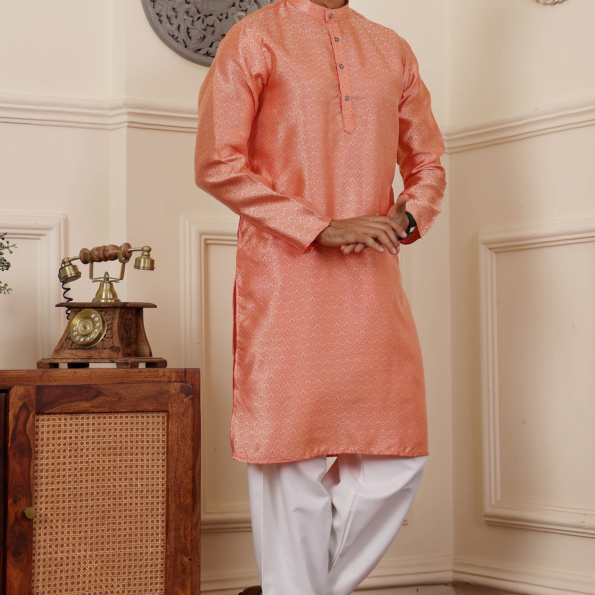 Orange Motif Kurta