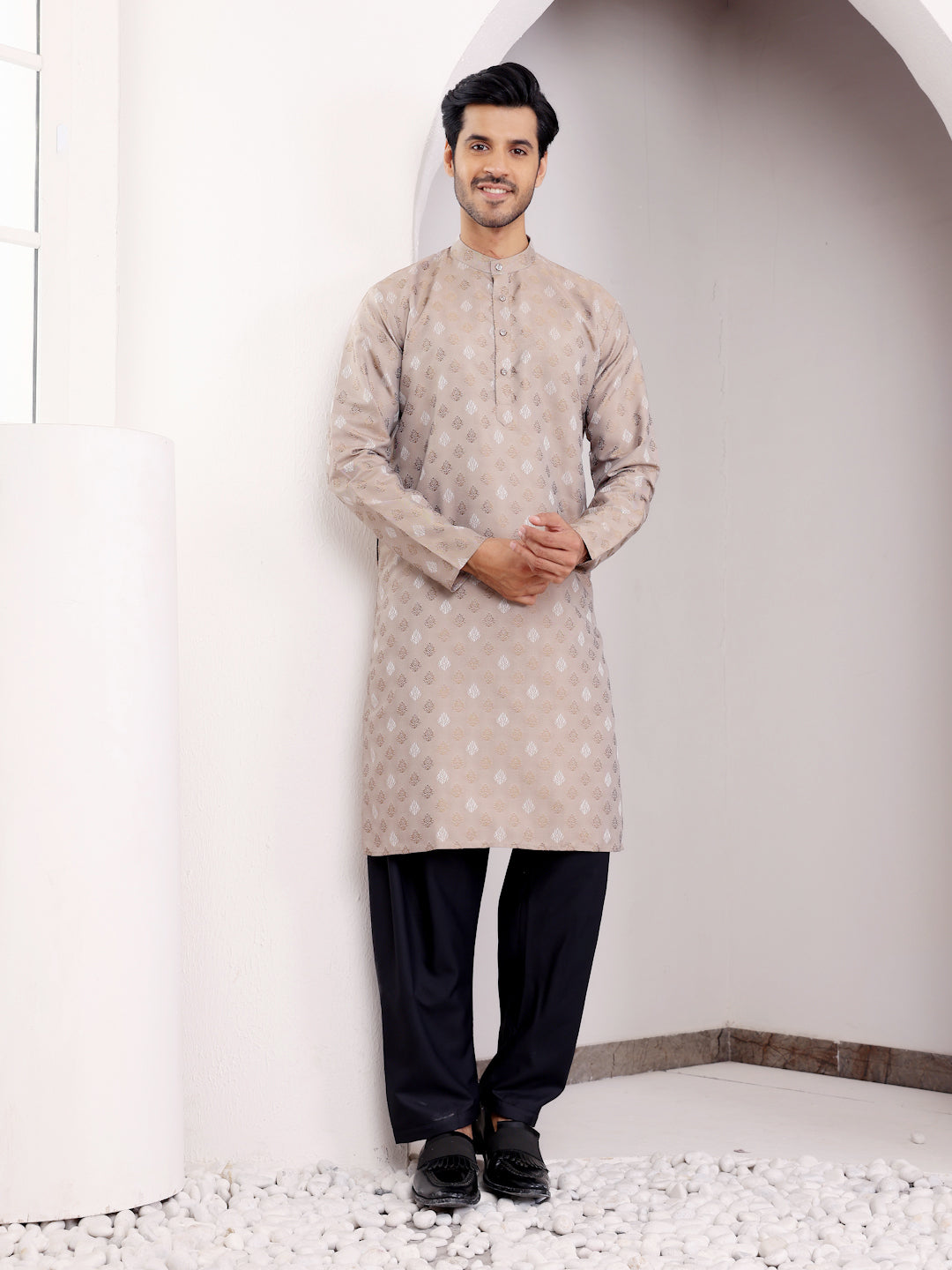 Light Brown Motif Kurta