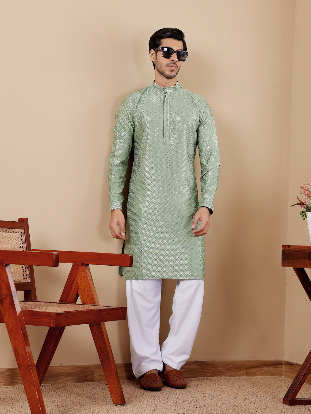 Pastel Green Embroidery Kurta