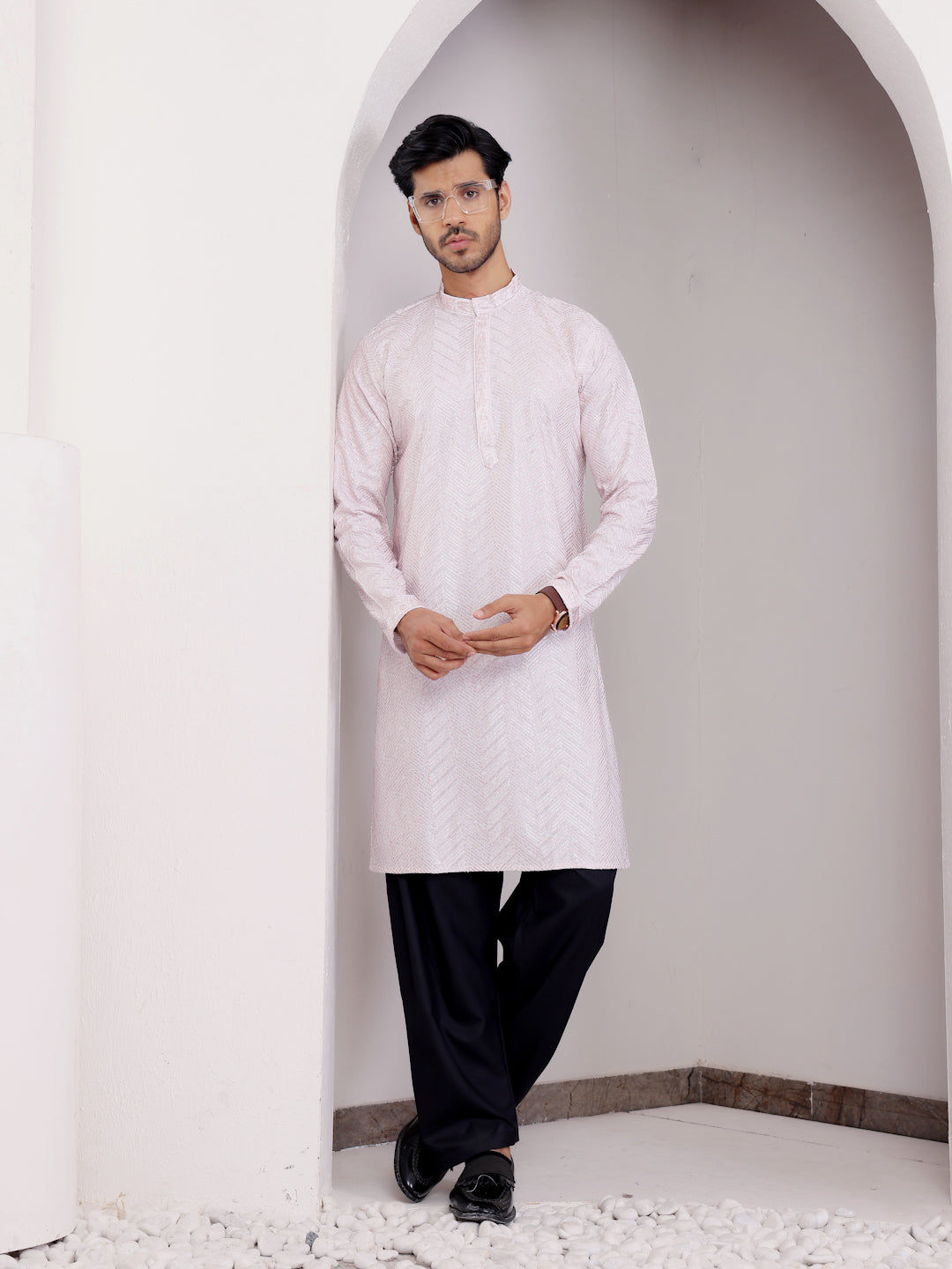 Light Pink Georgette Embroidery Kurta